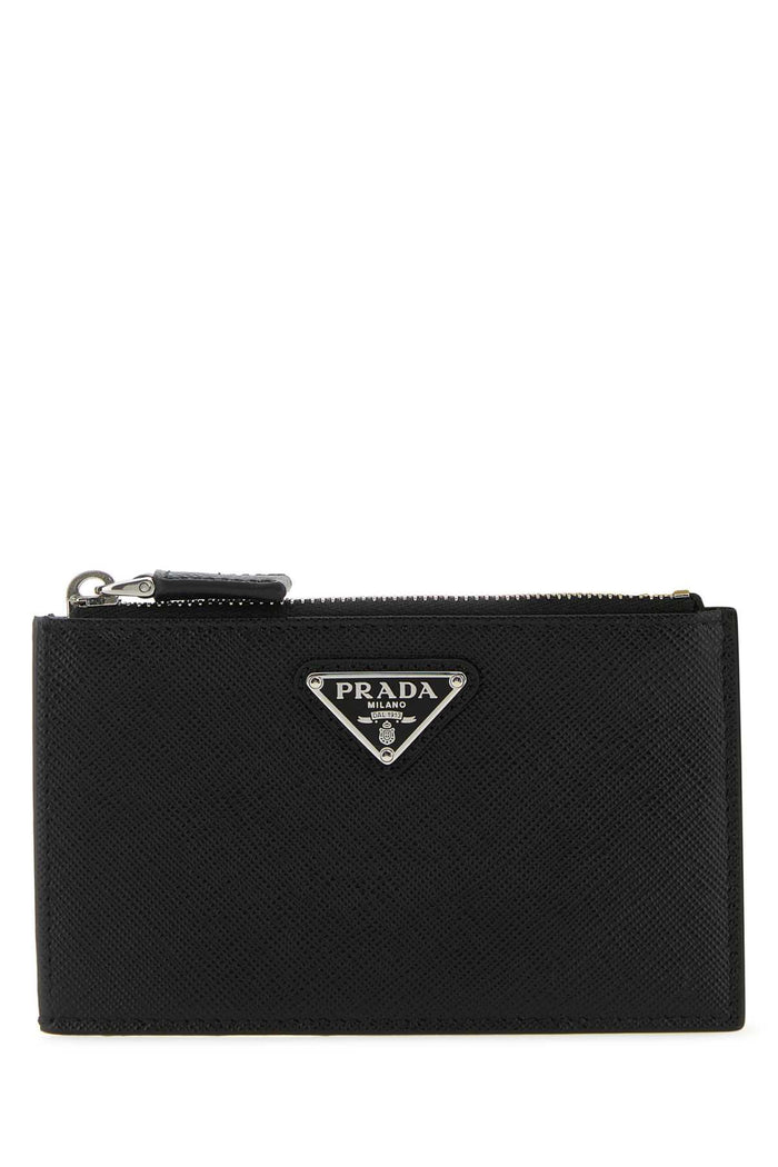 Black Leather Card Holder Nero Vitello Portafogli