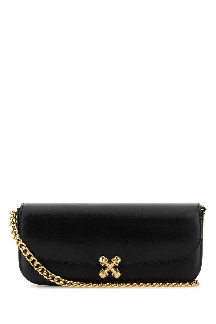 Black Leather Skull Flower Crossbody Bag Blackgold Borse A Tracolla