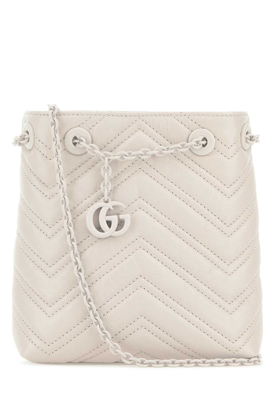 Gucci Exterior: 100% Nappa leather; Lining: 100% Fabric; Finishing: Enameled metal bucket bag in white
