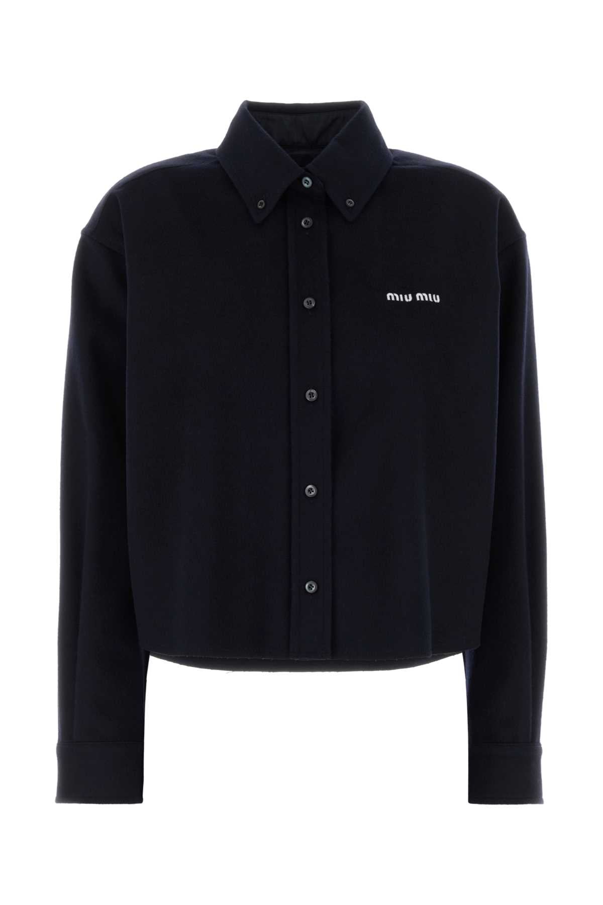 Navy Blue Wool Blend Shirt Bleu Camicie
