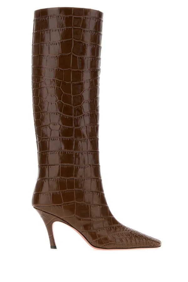 Amina Muaddi Brownprinte Exterior: 100% Leather boot in brown