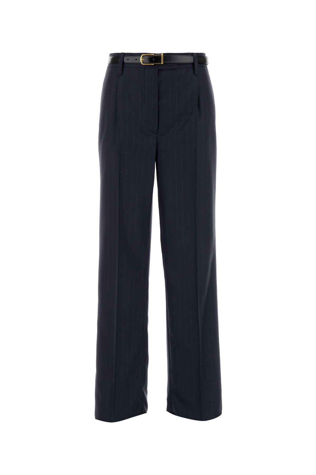 Embroidered Wool Pant Bleu Exterior: Pantaloni