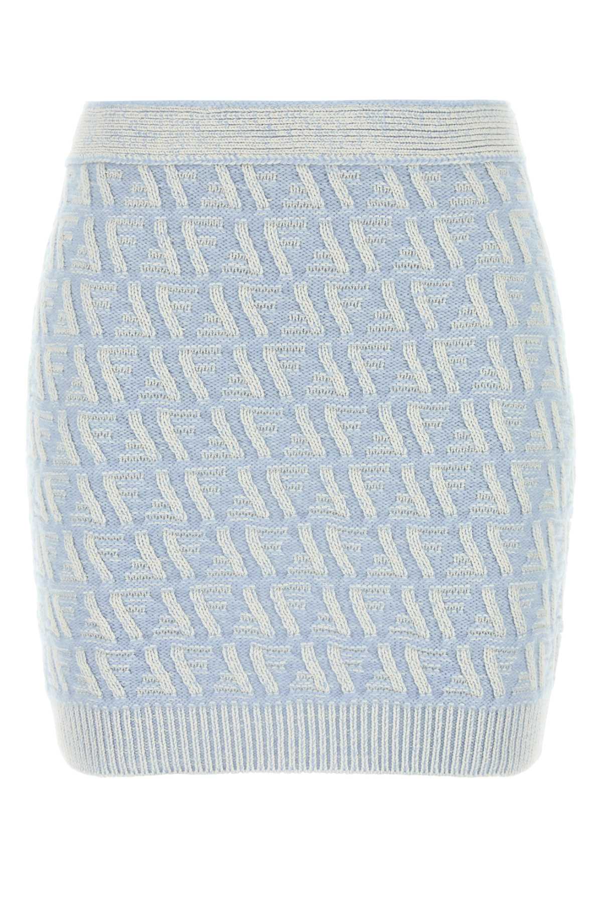 Embroidered Silk Blend Mini Skirt Lught Ble Gonne