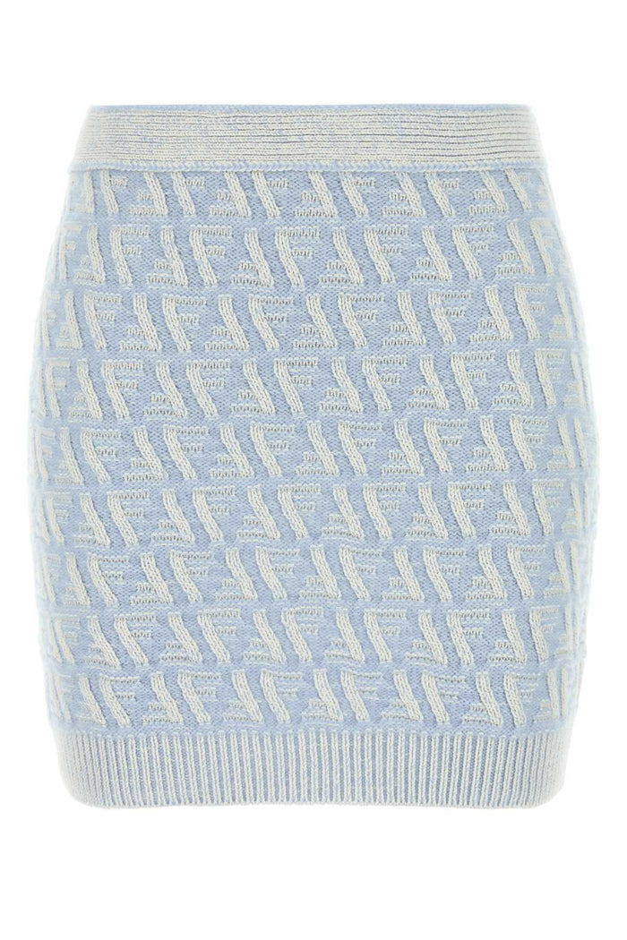 Embroidered Silk Blend Mini Skirt Lught Ble Gonne