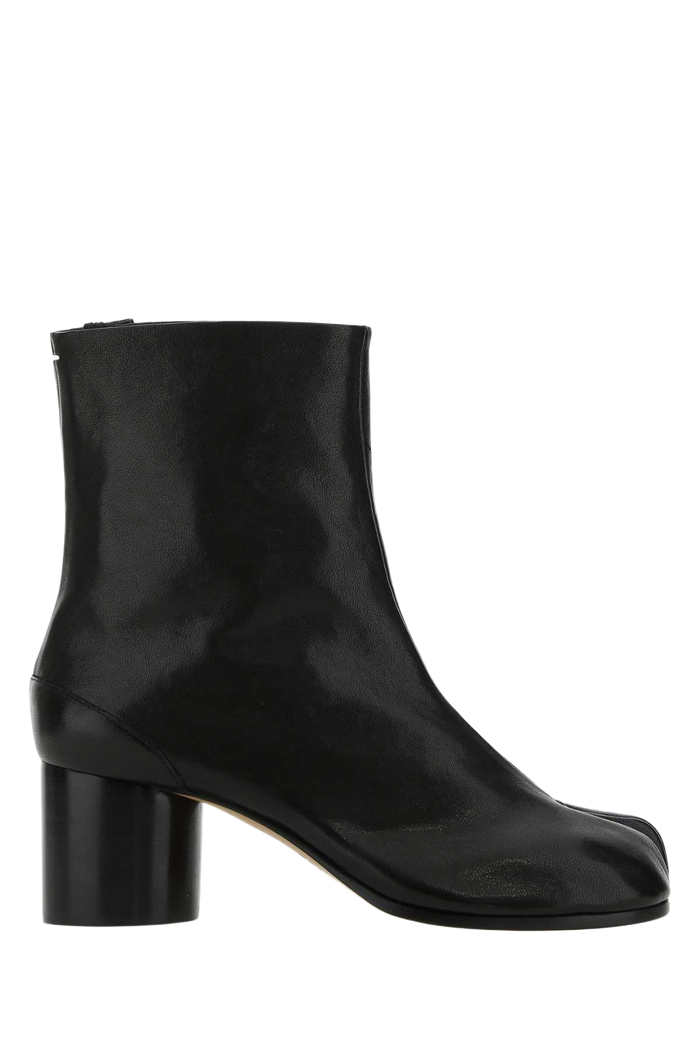 Black Leather Tabi Ankle Boots T8013 Stivali
