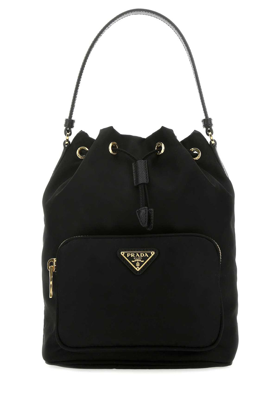 Prada Handle 100% recycled polyamide bucket bag in black