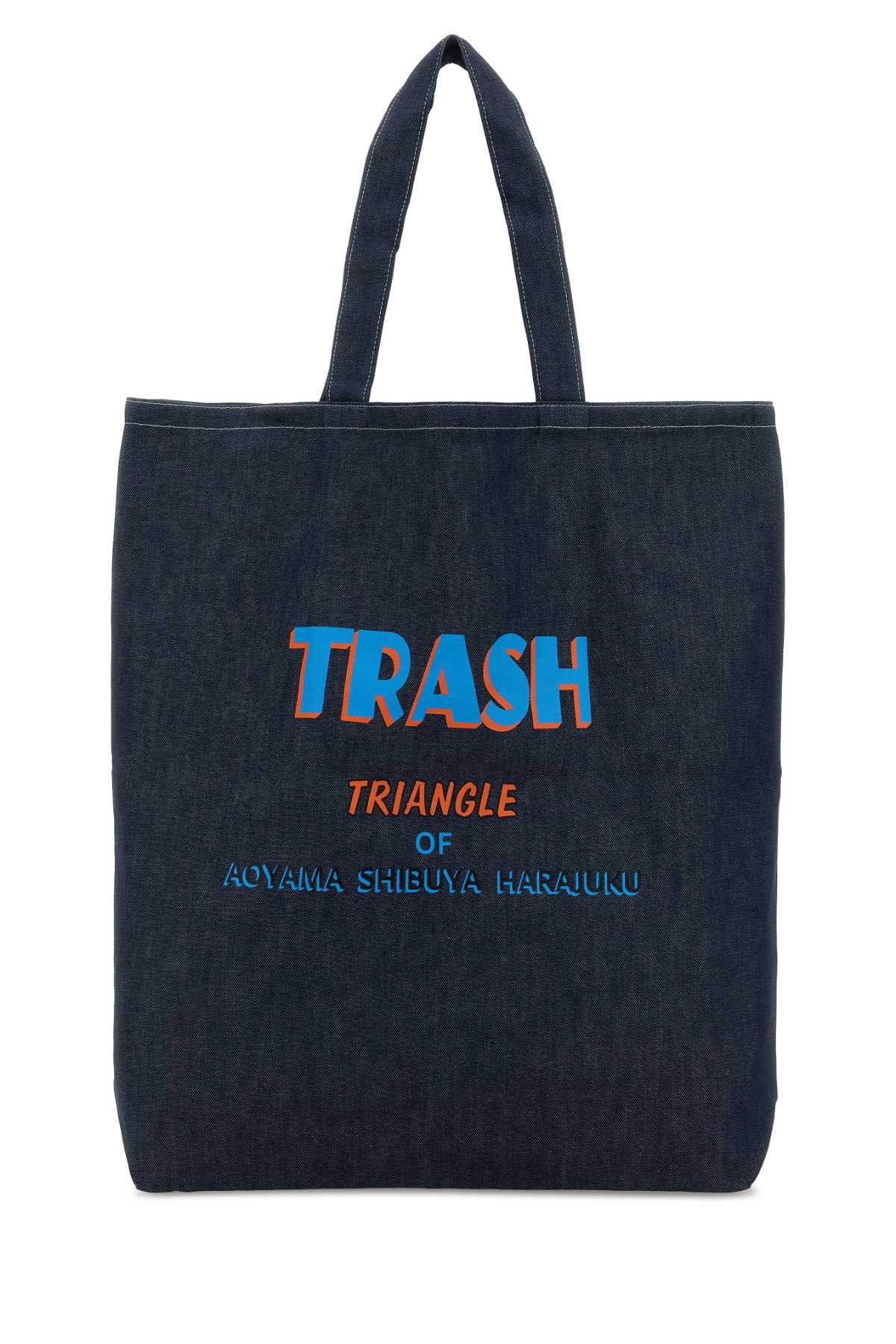 Denim Large Grocery Shopping Bag Indigo Exterior: Fabric Borse A Mano