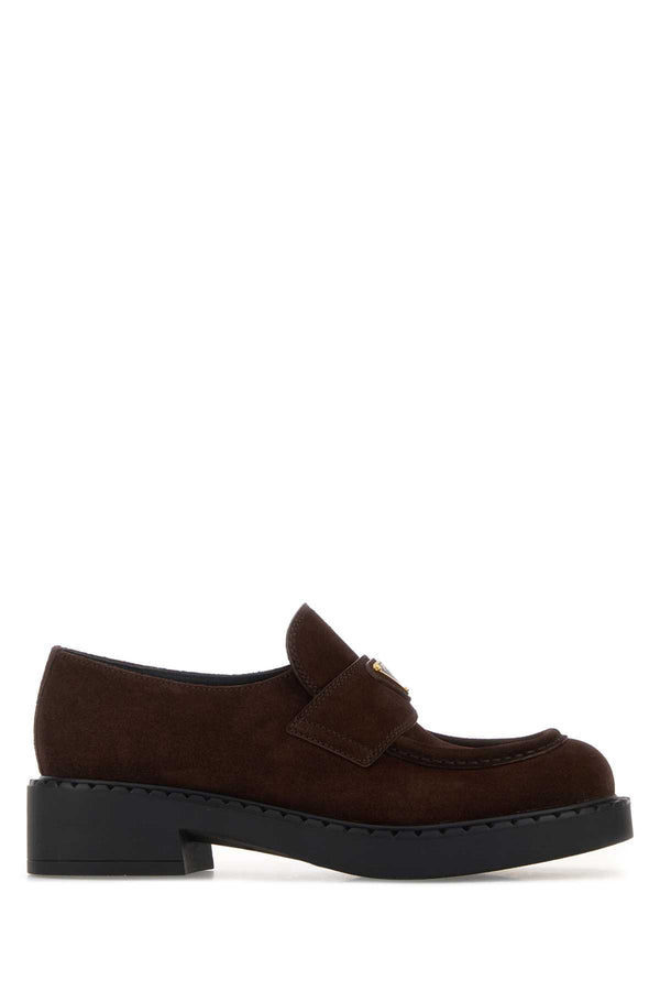 Prada Vitello suede loafer in brown