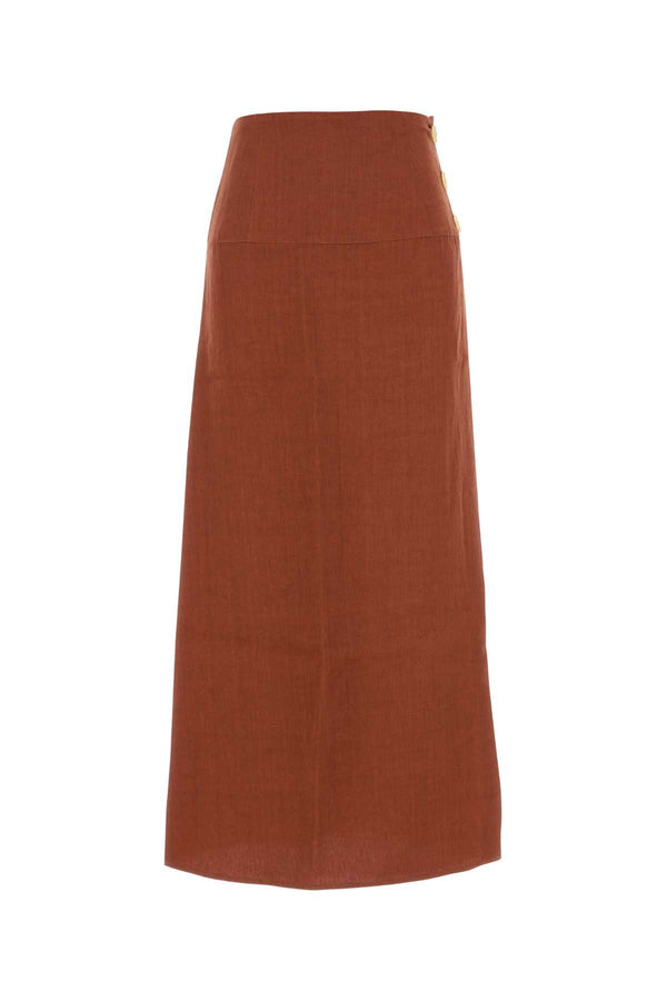 Le Kasha 100% Organic linen skirt in brown
