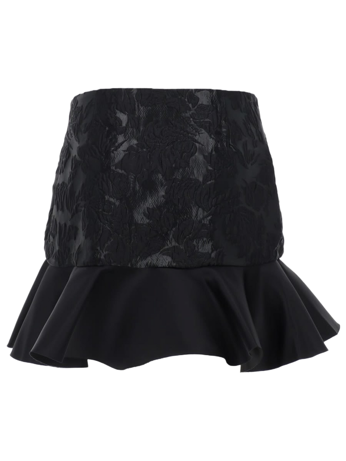 Satin Miniskirt Black Recycled Polyester Polyamide Skirt