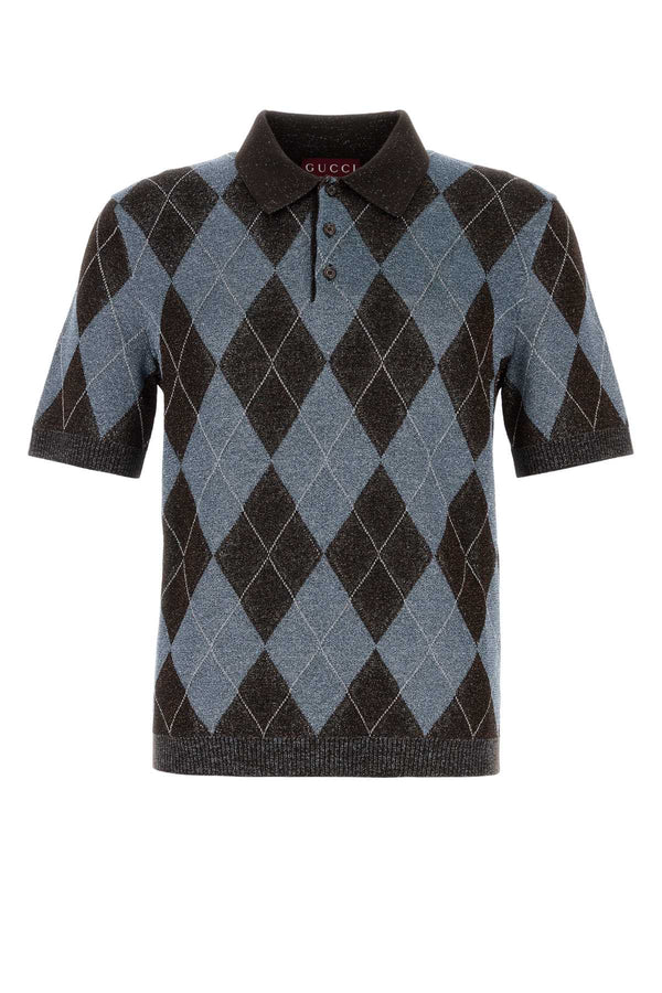 Gucci Intarsia 62% Wool polo shirt in gray