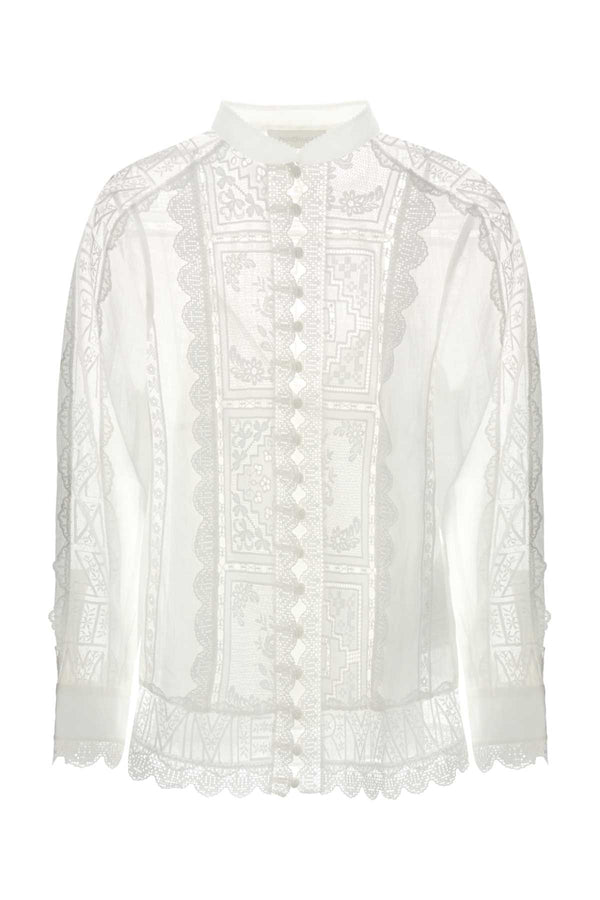 Zimmermann Embroidered Exterior: 100% Ramie shirt in white