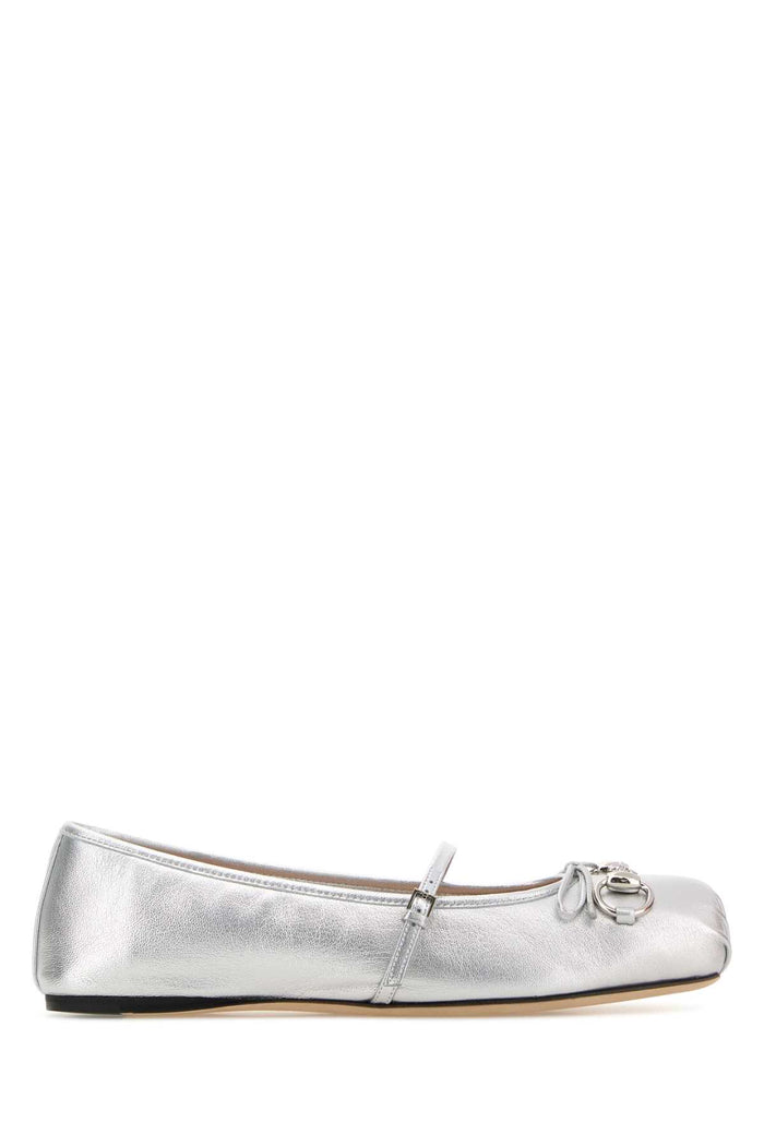 Silver Leather Ballerinas Argento Lamb Ballerine