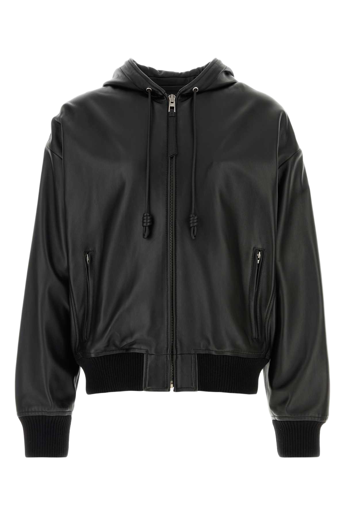 Black Denim Bomber Jacket Exterior: Lamb Lining: Cotton Giacche E Gilet