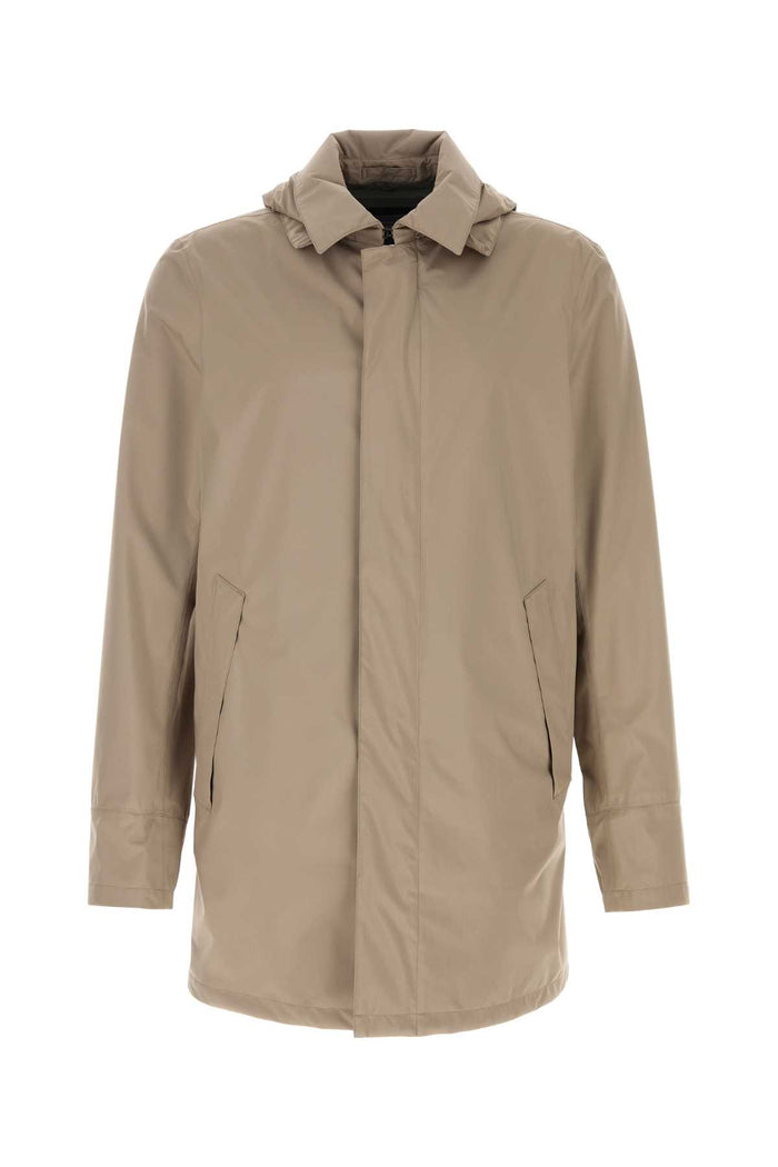 Cappuccino Polyester Jacket Tortora Exterior: Cappotti