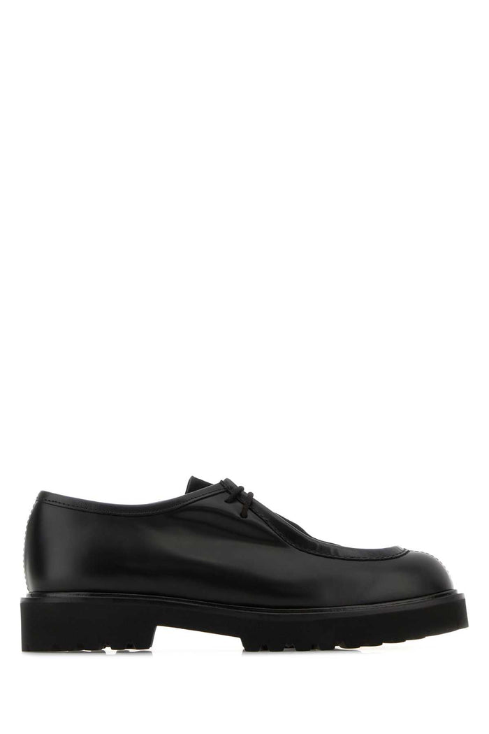 Black Leather Track Lace-Up Shoes Nero Scarpe Stringate