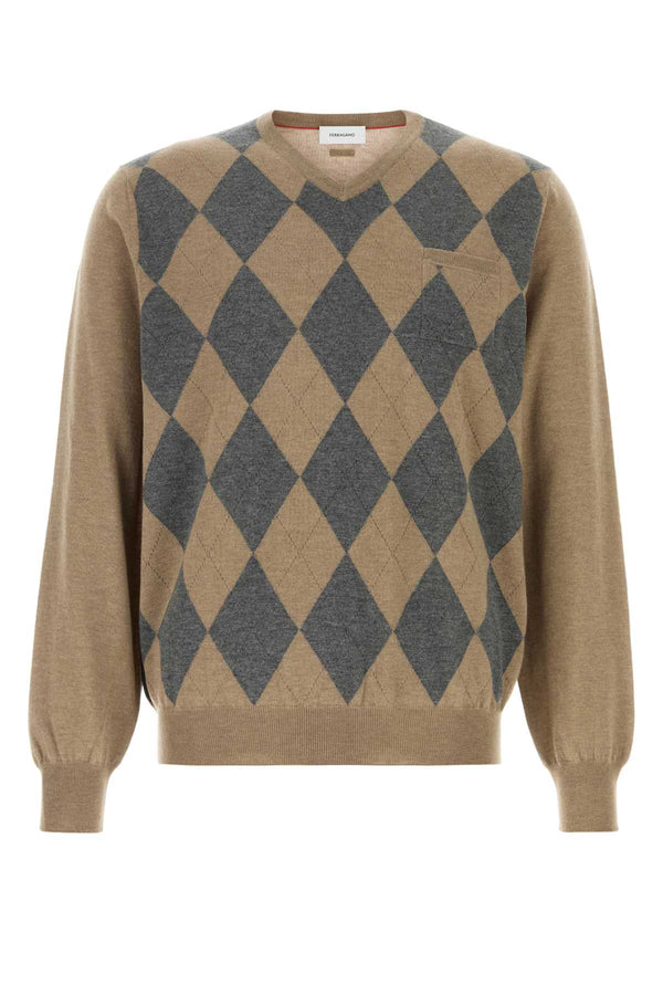 Ferragamo Sanmelchamel 100% Virgin wool sweater in beige