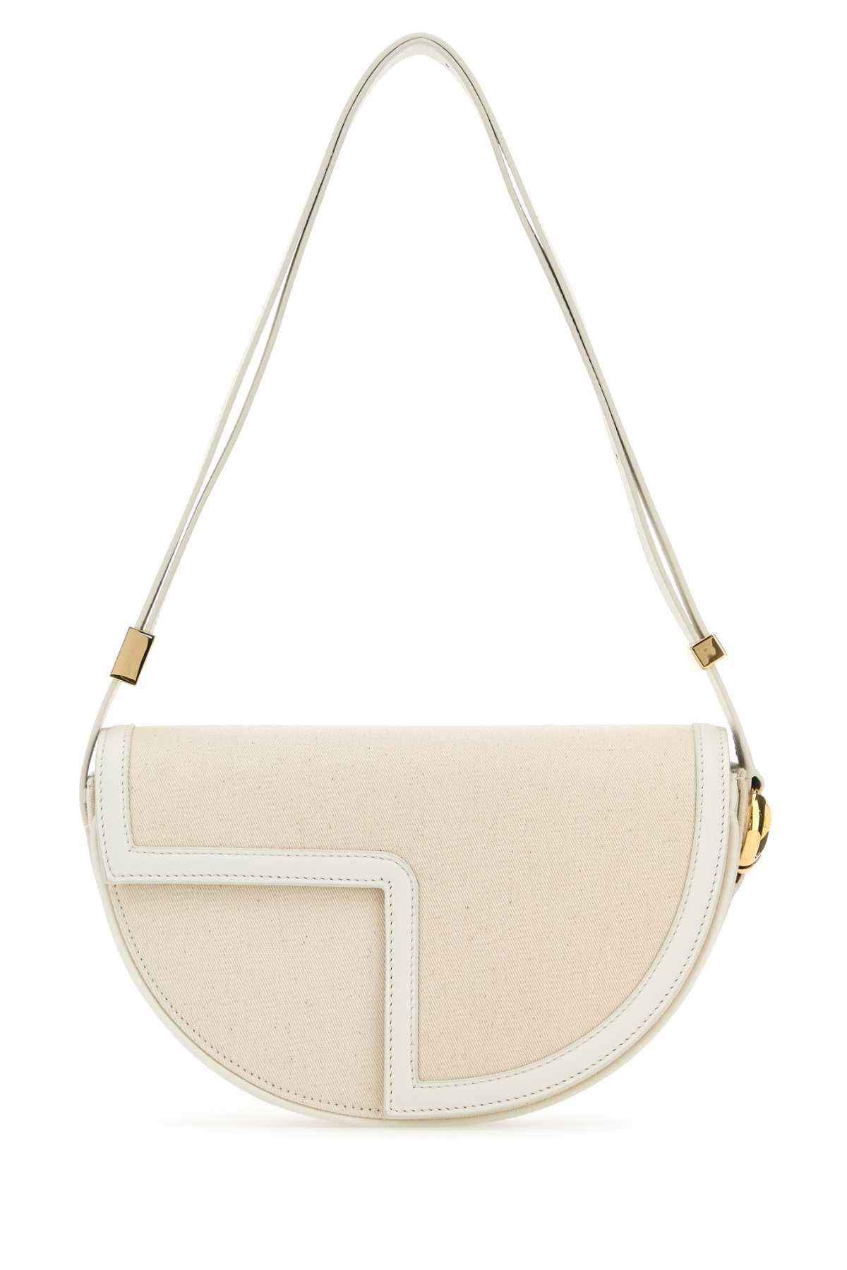 Two-Tone Canvas And Leather Le Patou Shoulder Bag Natural Borse A Mano