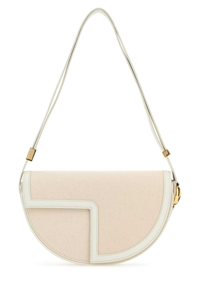 Two-Tone Canvas And Leather Le Patou Shoulder Bag Natural Borse A Mano