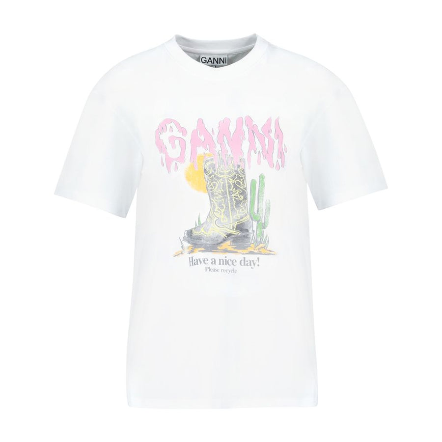 Ganni cotton t-shirt in white — view 2