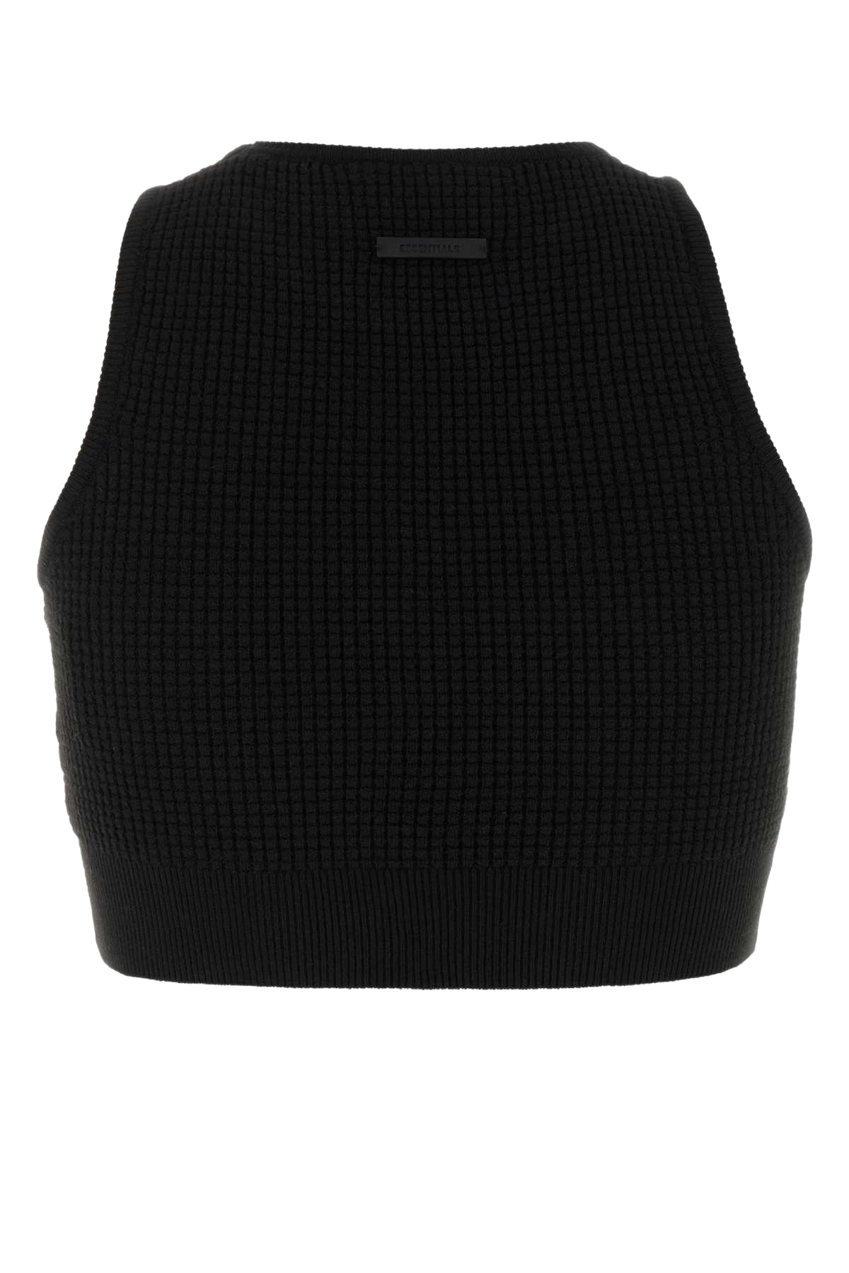 Black Polyester Blend Crop-Top Vintageblack Exterior: Nylon Maglie