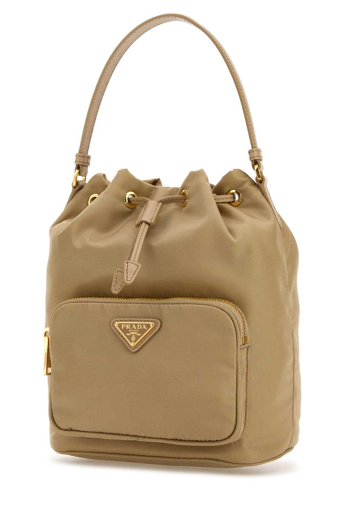 Beige Re-Nylon Duet Bucket Bag Cammello Borse A Secchiello