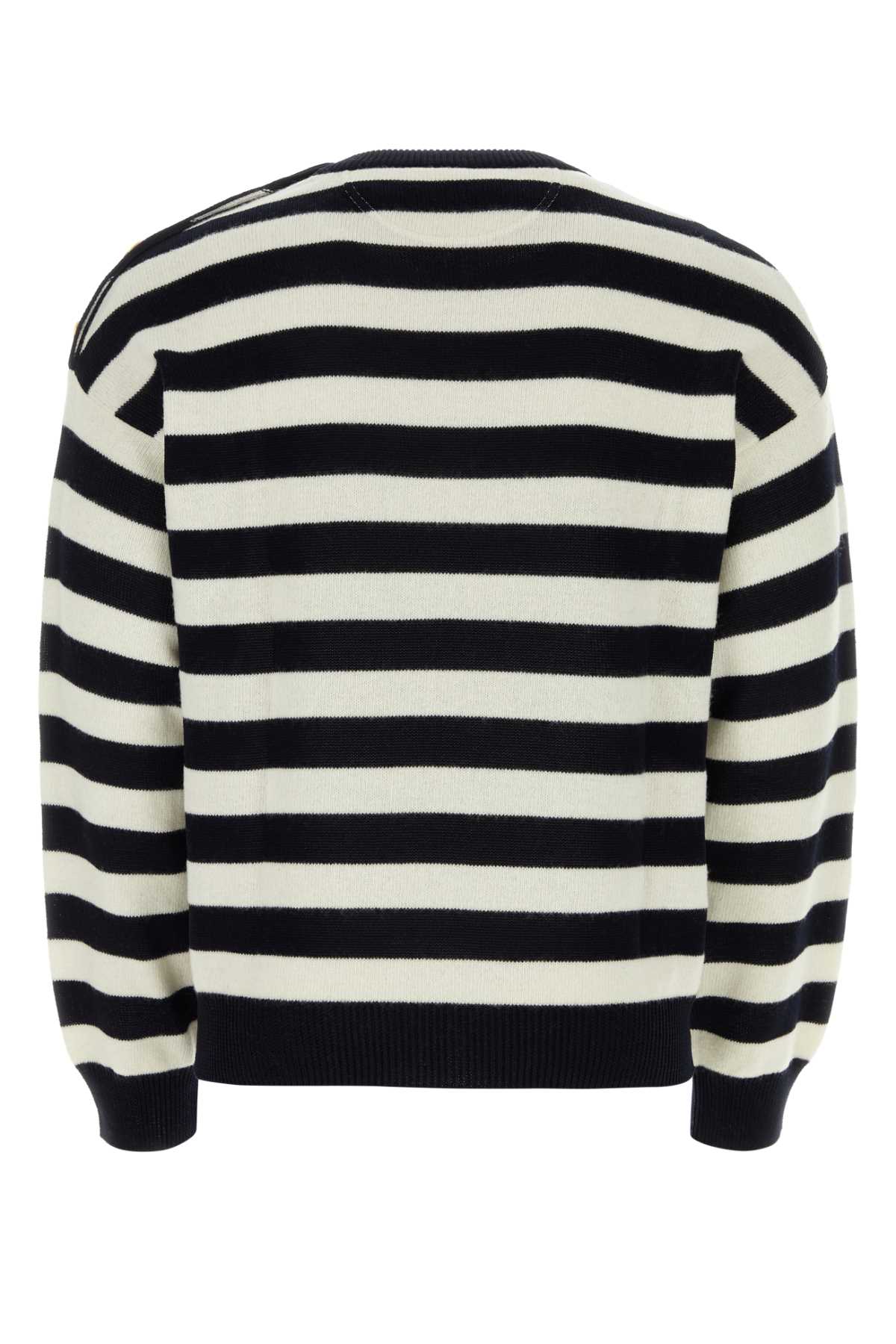 Embroidered Cotton Blend Sweater Avorionavy Exterior: Virgin Wool Maglieria