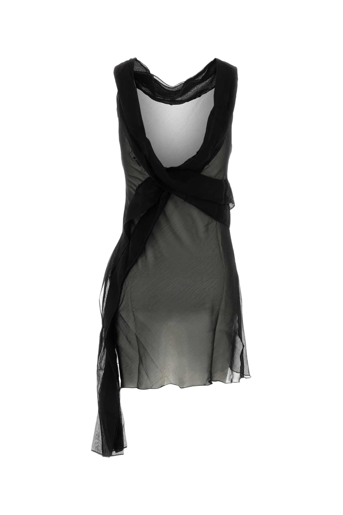 Black Crepe Boa Mini Dress Exterior: Polyester Abiti