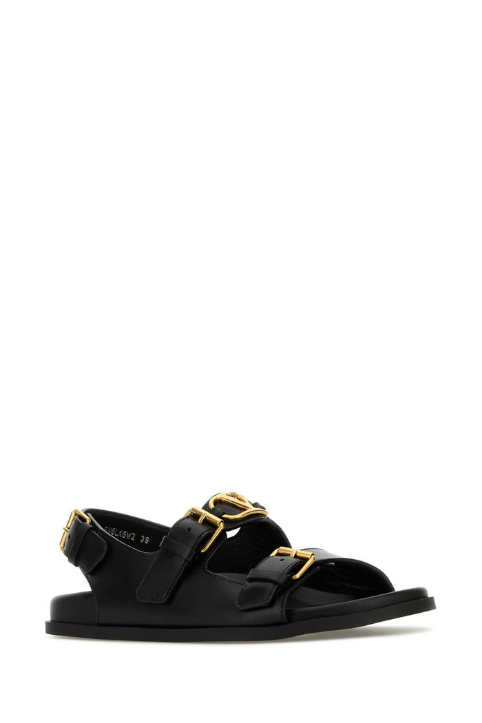 Black Leather Sandals Nero Sandali