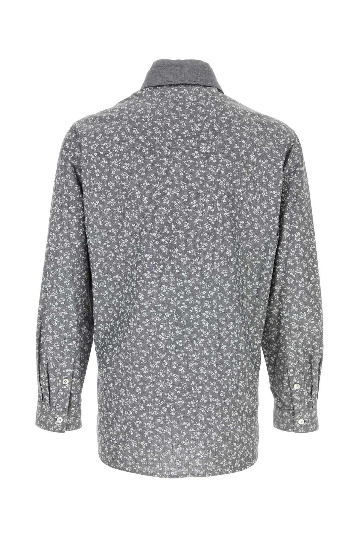 Printed Cotton Shirt Black Exterior: Camicie