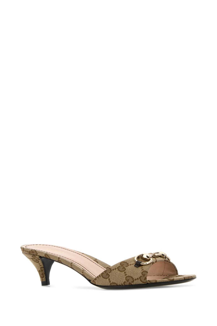 Gg Fabric Mules Beigeebonycocoa Sandali