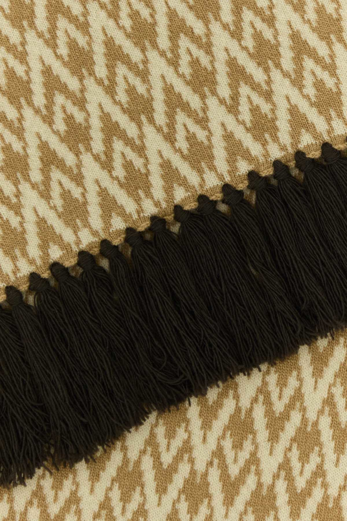 Embroidered Wool Toute La V Scarf Lightcamelcrema Exterior: Virgin Sciarpe E Foulard
