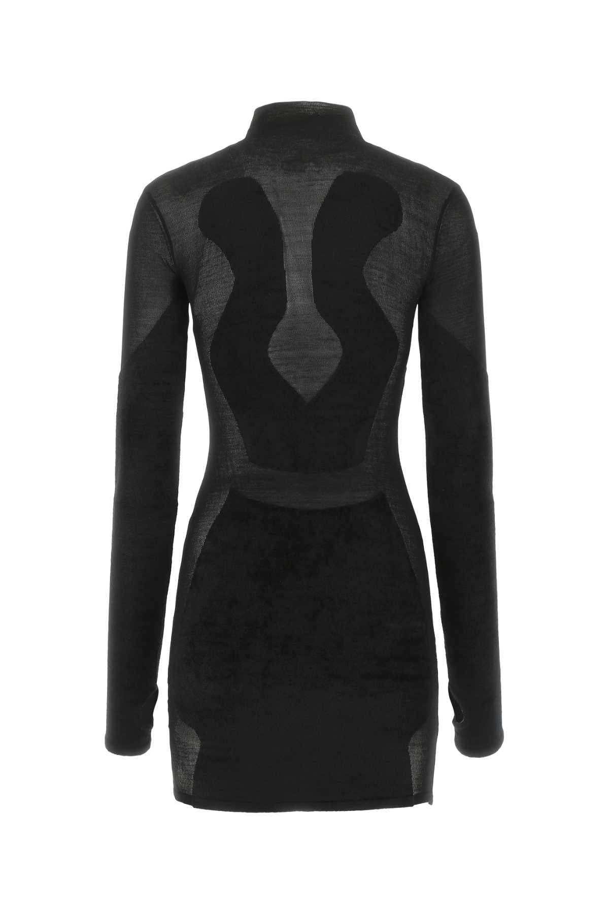 Black Stretch Viscose Blend Mini Dress Blackblack Abiti