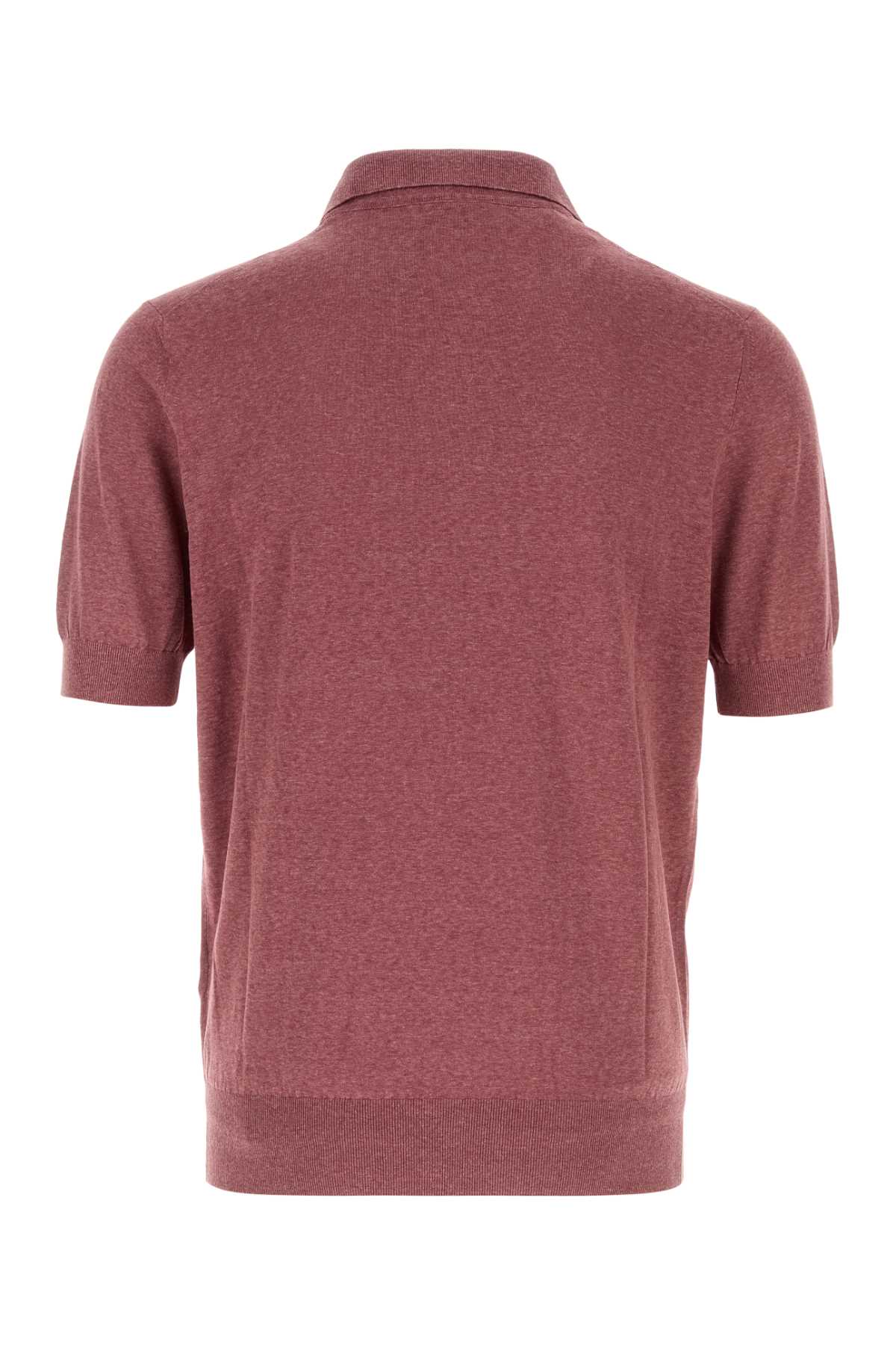 Plum Linen Blend Polo Shirt C7796 Exterior: Silk