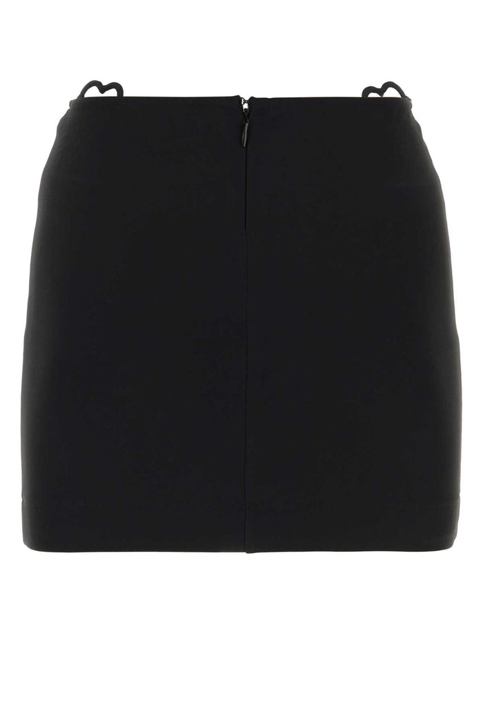Black Viscose Blend Mini Skirt Exterior: Nylon Gonne