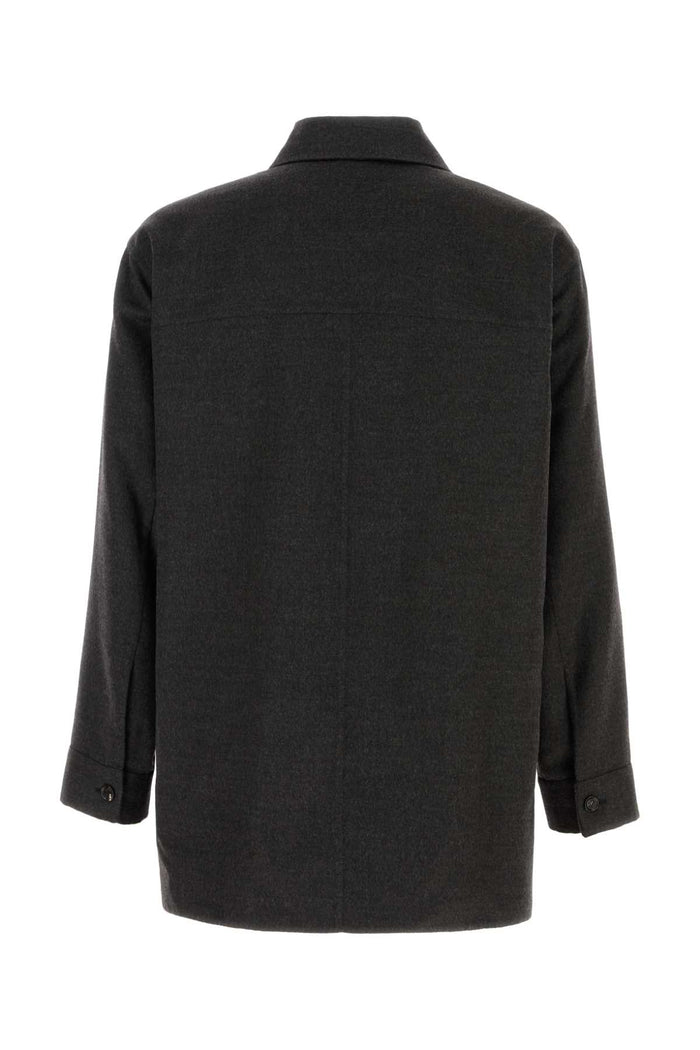 Dark Grey Flannel Shirt Charcoalmelange Exterior: Cashmere Silk Camicie