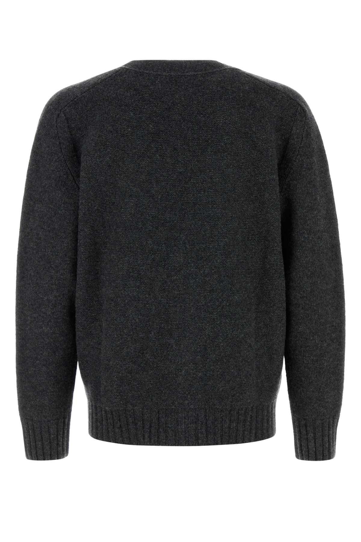 Charcoal Wool Cardigan Anthracite Exterior: Maglieria