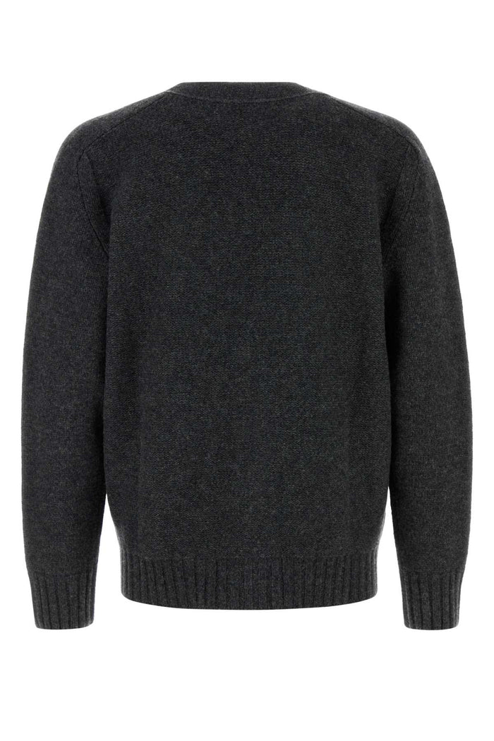 Charcoal Wool Cardigan Anthracite Exterior: Maglieria