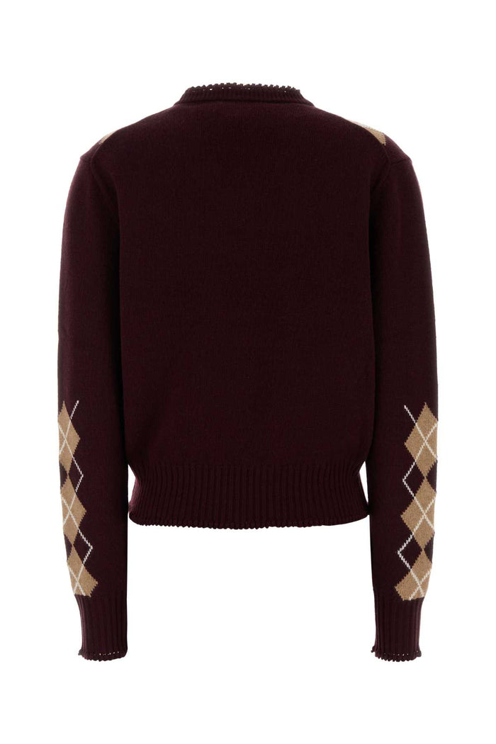 Burgundy Wool Blend Sweater Exterior: Cashmere Maglieria