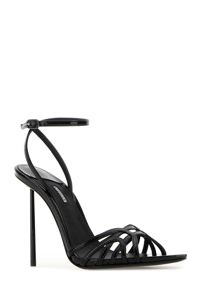 Black Leather Synthetic Bella Sandals Nero Scarpe Con Tacco