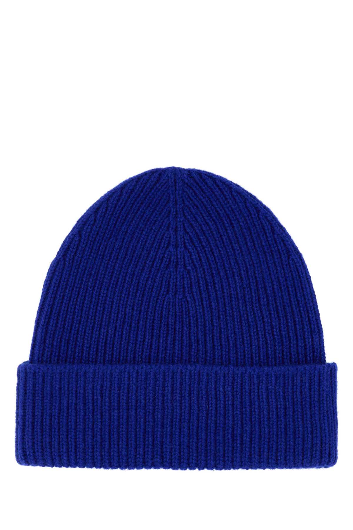 Electric Blue Cashmere Beanie Hat Knight Exterior: Cuffie