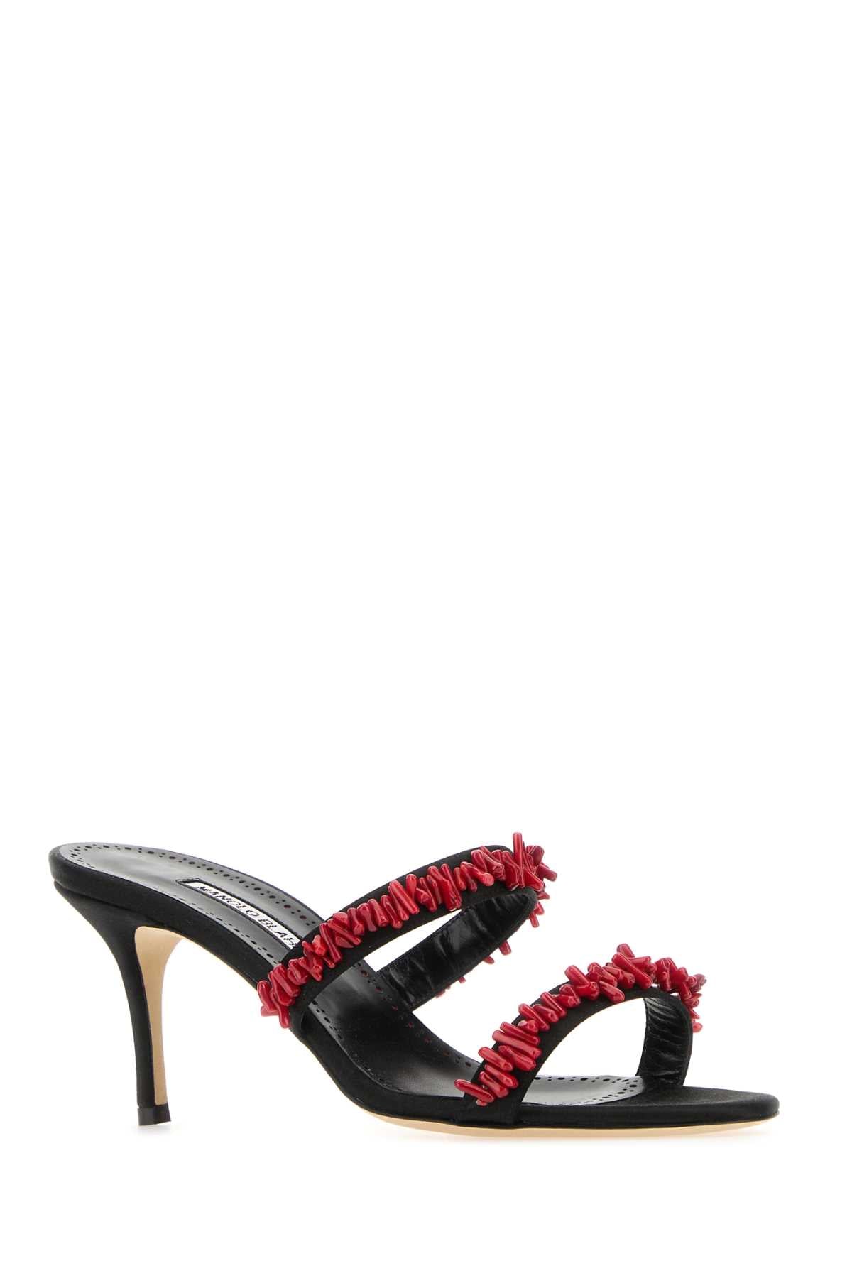 Black Satin Clorette Mules Blckyoth Sandali