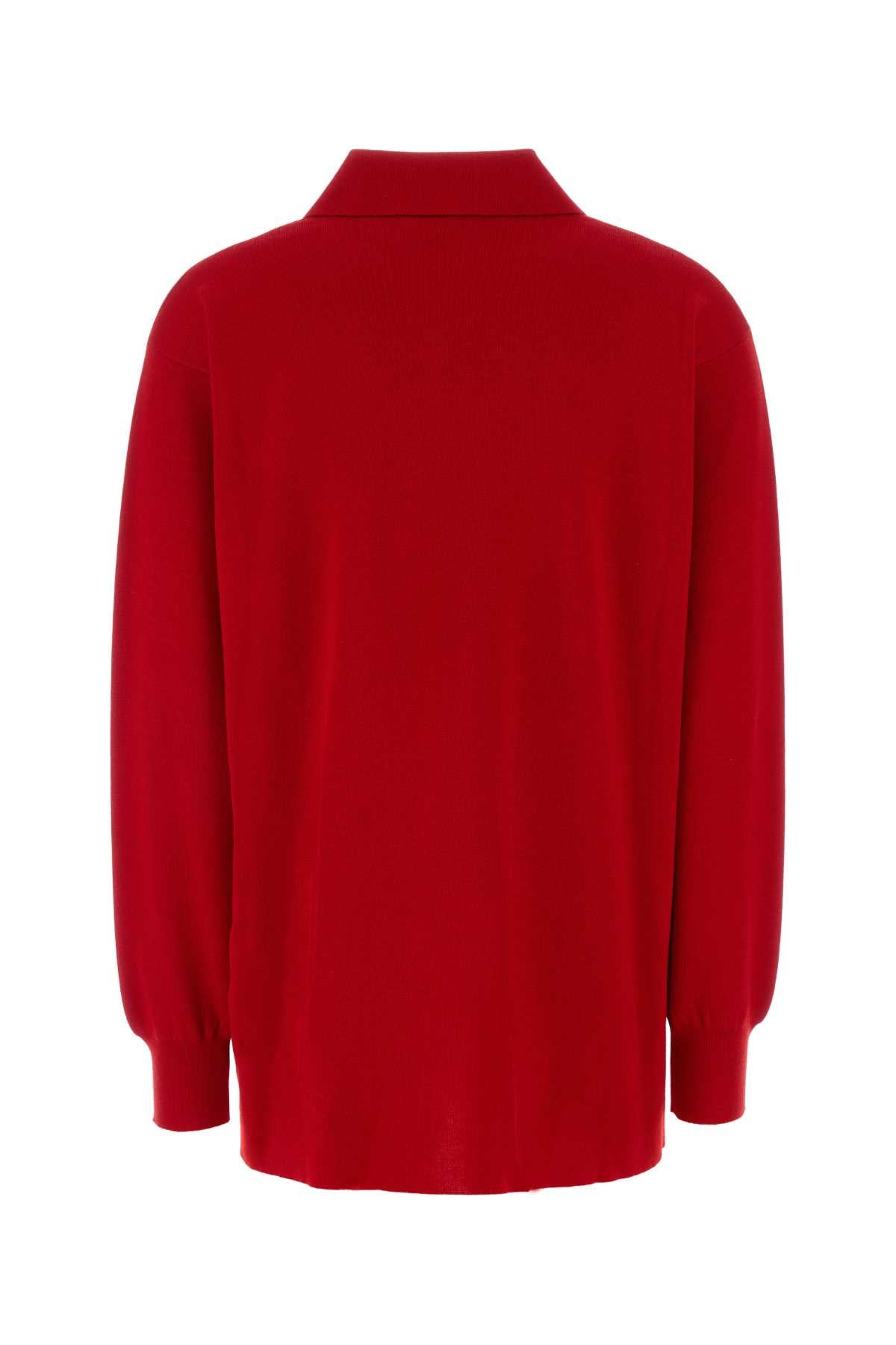 Red Stretch Cashmere Blend Polo Shirt Maglieria