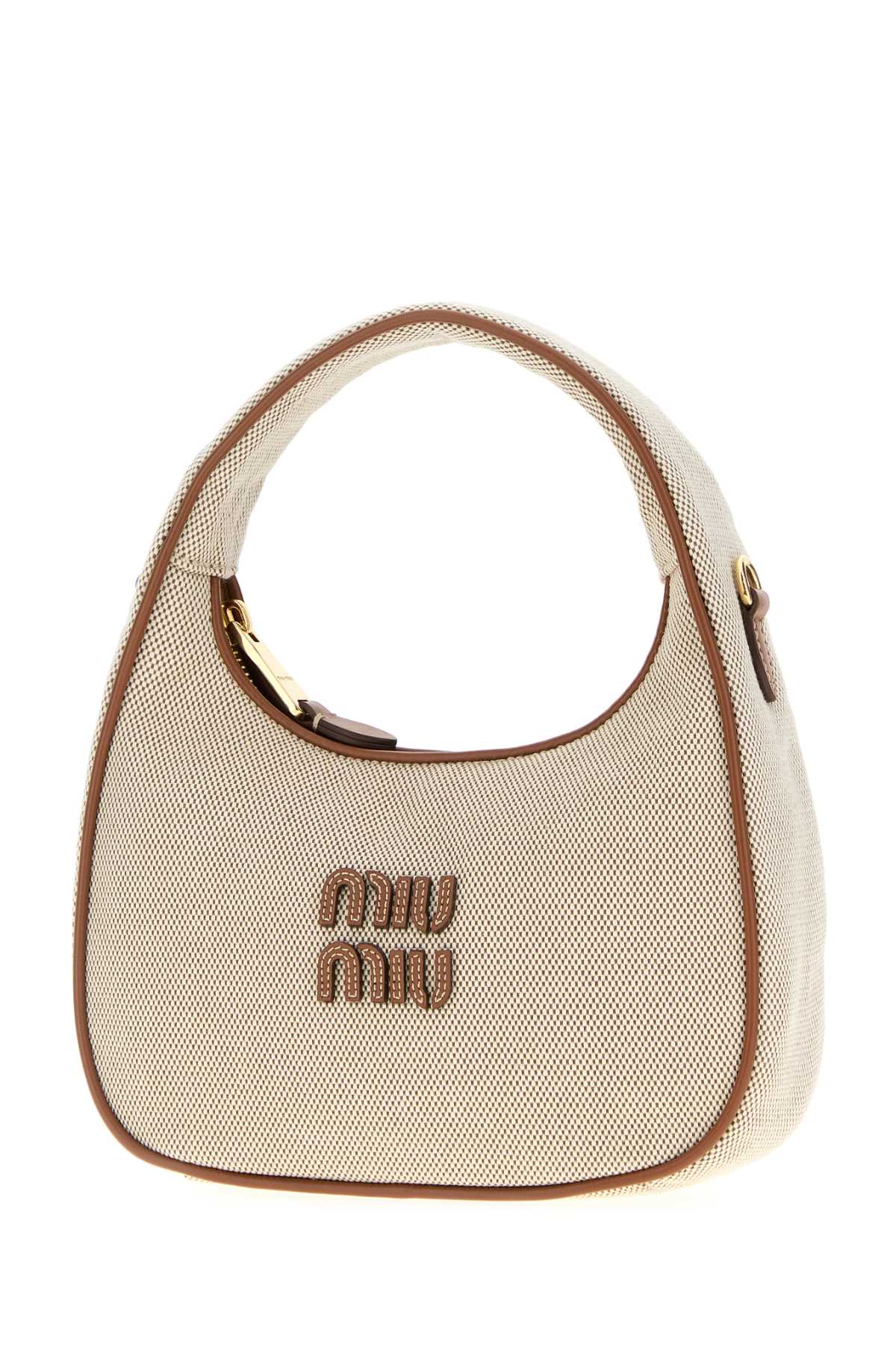 Two-Tone Canvas Handbag Naturalebrandy Co-vitello Borse A Mano