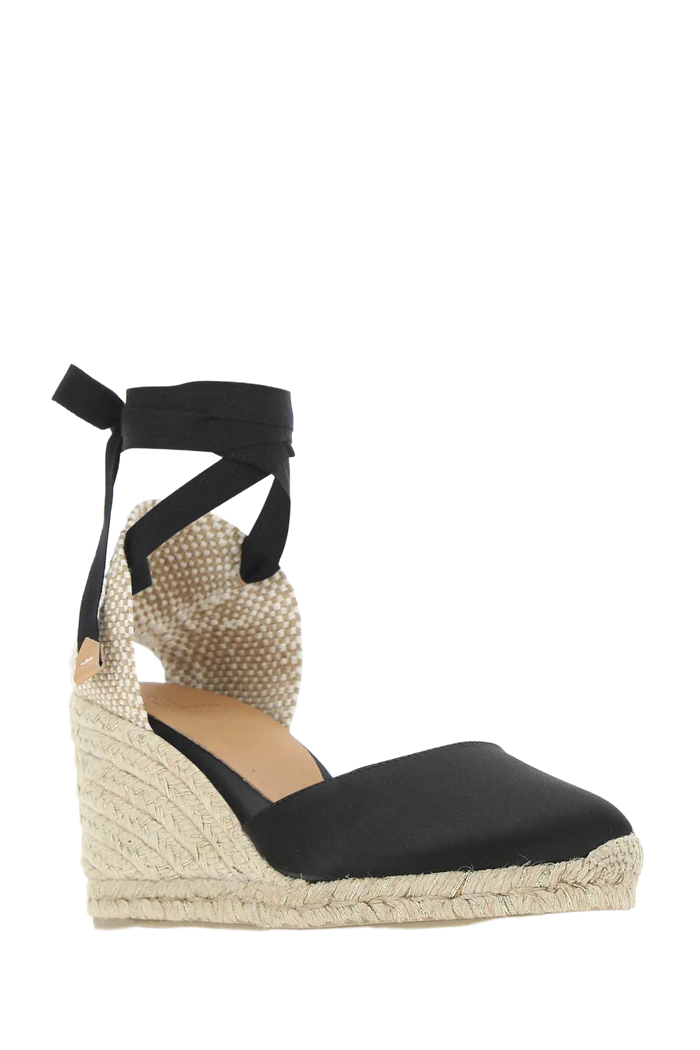 Black Canvas Carina Wedges Negro Espadrillas