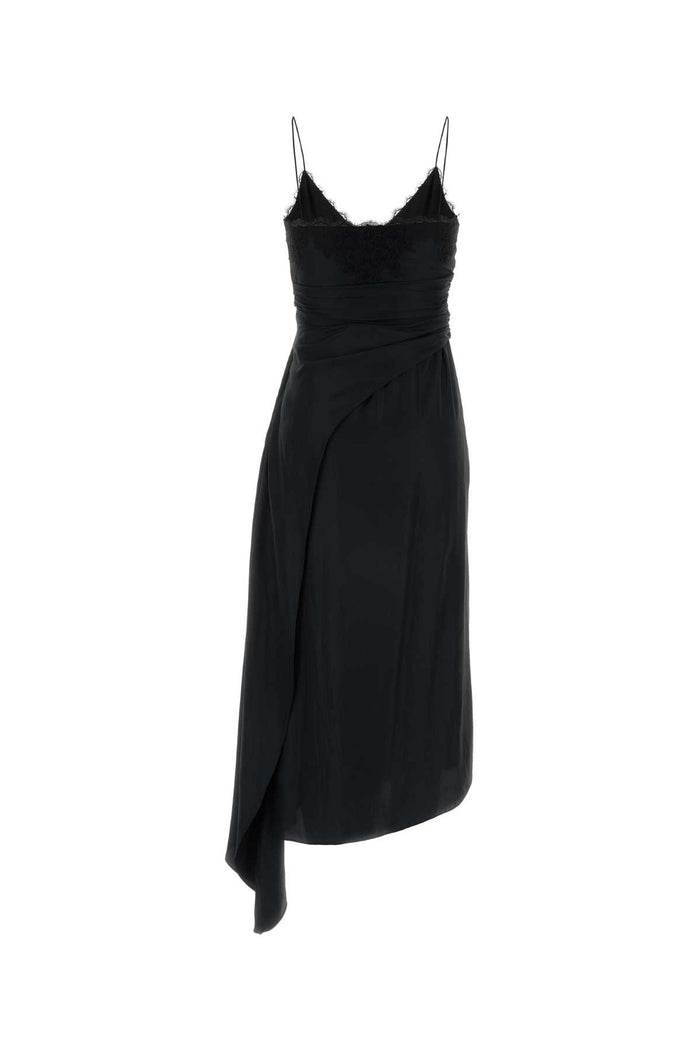 Black Satin Dress Nero Exterior: Acetate Silk Abiti