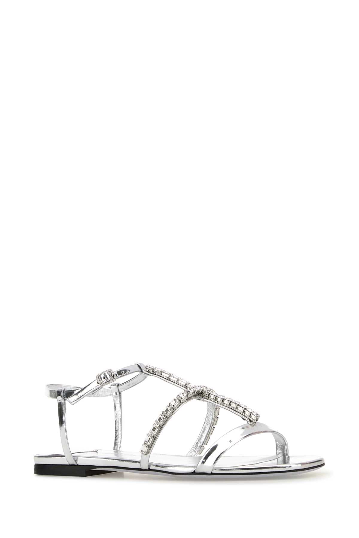 Silver Leather Gwyn Sandals Silvercrystal Sandali