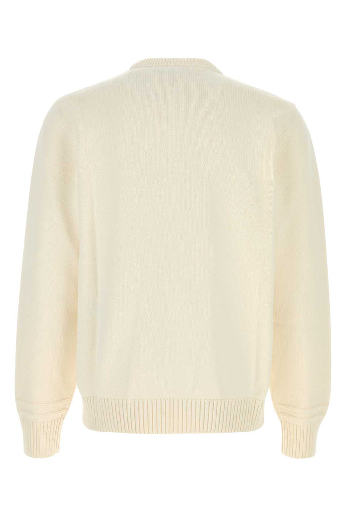 Ivory Cotton Blend Sweater White Exterior: Wool Maglieria