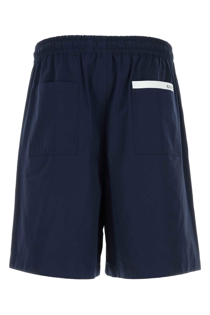 Navy Blue Poplin Bermuda Shorts Exterior: Cotton