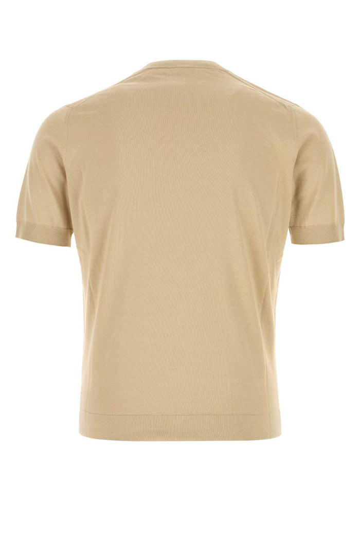 Beige Cotton Sweater Sabbia Exterior: Maglieria